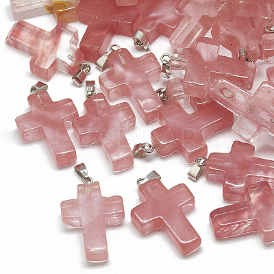 Cherry Quartz Glass Pendants X-G-T080-17-1