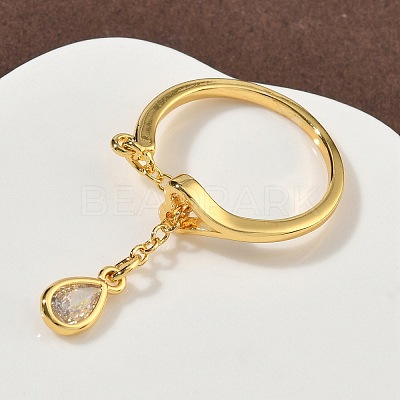 Brass Micro Pave Cubic Zirconia Finger Rings RJEW-H258-11G-1