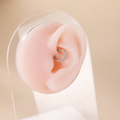 F136 Titanium Alloy Micro Pave Clear Cubic Zirconia Cartilage Earrings WG72C09-06-1-1