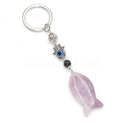 Natural Lepidolit Fish Keychain PW-WG77624-01-1