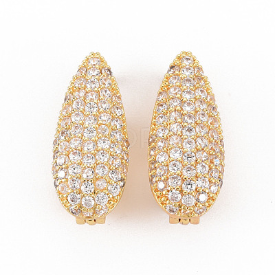 Brass Micro Pave Clear Cubic Zirconia Twister Clasps KK-S354-320-NF-1