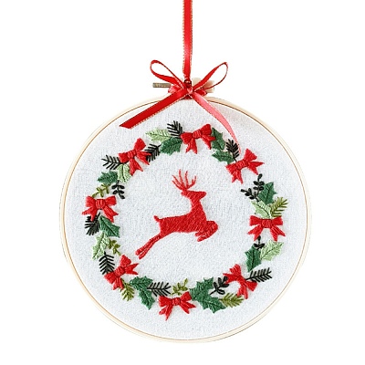 Christmas Themed DIY Embroidery Cup Mat Sets DIY-P021-B04-1
