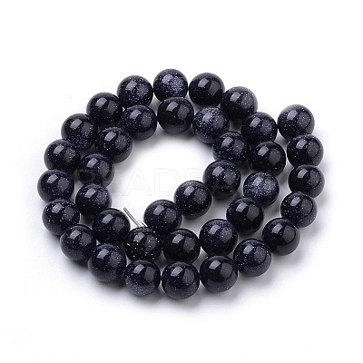 Synthetic Blue Goldstone Beads Strands X-G-S259-41-10mm-1