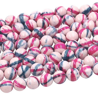 Dyed Round Synthetic Gemstone Ocean White Jade Beads Strands X-G-F085-8mm-01-1