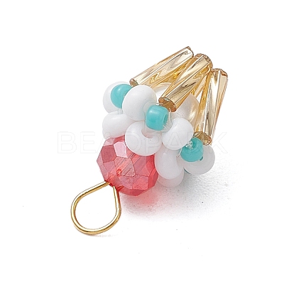 Glass Seed Beaded Cupcake Pendants PALLOY-MZ00581-02-1