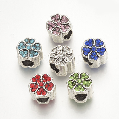 Alloy Rhinestone European Beads MPDL-Q208-068-1