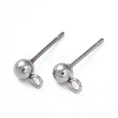 Non-Tarnish 304 Stainless Steel Ball Post Stud Earring Findings STAS-Z035-02P-F-1