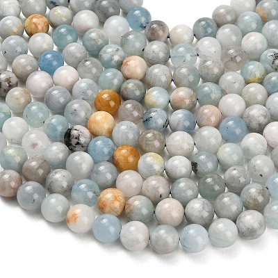 Natural Aquamarine Beads Strands X-G-F591-29B-10mm-01-1