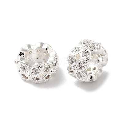Long-Lasting Plated Brass Micro Pave Clear Cubic Zirconia Beads KK-K381-18A-S-1