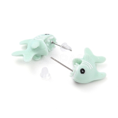 Cute Shark Resin Stud Earrings EJEW-K089-07P-1