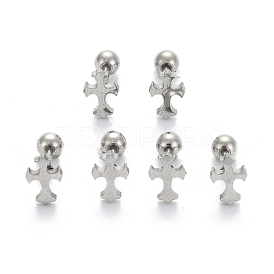 Tarnish Resistant 201 Stainless Steel Barbell Cartilage Earrings EJEW-R147-31-1
