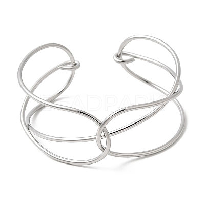 304 Stainless Steel Cuff Bangles for Women BJEW-Z150-01P-03-1