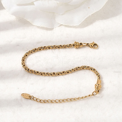 304 Stainless Steel Rope Chains Bracelets for Women BJEW-A158-02C-G-1