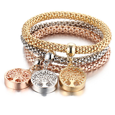 3Pcs Alloy Rhinestone Charm Bangle Set FS-WG4938A-09-1