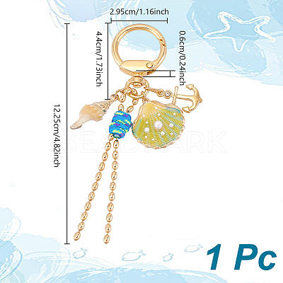 1Pc Zinc Alloy Shell Shape Keychains KEYC-NB0001-83-1