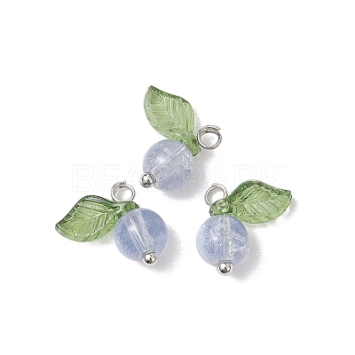 30Pcs 10 Colors Crackle Glass Pendants PALLOY-JF04168-02-1