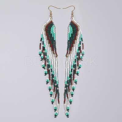 Bohemian Long Tassel Glass Seed Beaded Dangle Earrings for Women LS-IW9172-2-1