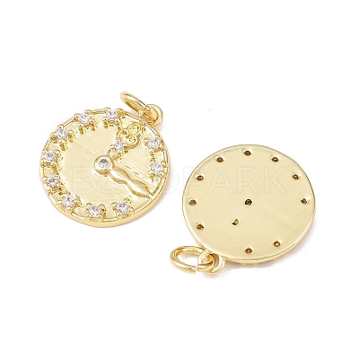 Brass Micro Pave Clear Cubic Zirconia Pendants KK-P339-20G-1