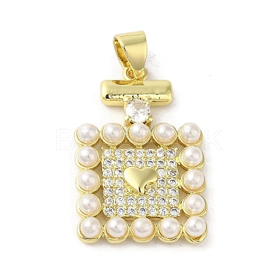 Rack Plating Brass Micro Pave Cubic Zirconia Pendants KK-C052-21G-1