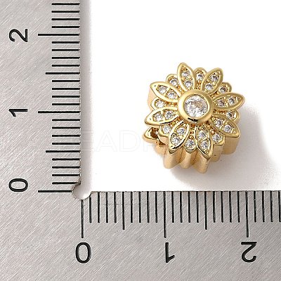 Flower Rack Plating Brass Micro Pave Cubic Zirconia European Beads KK-G511-04D-G-1