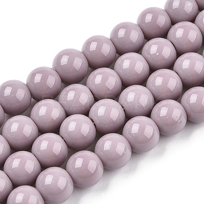 Opaque Solid Color Glass Beads Strands GLAA-T032-P6mm-07-1