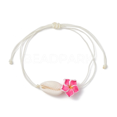 Natural Shell & Polymer Clay 3D Flower Link Bracelet BJEW-JB09816-1