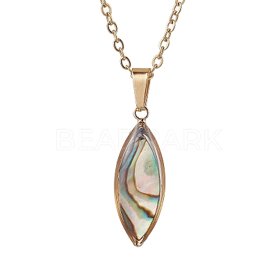 Natural Paua Shell Pendant Necklaces NJEW-JN05141-01-1