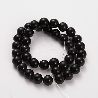 Natural Gemstone Obsidian Round Beads Strands G-O030-4mm-08-1