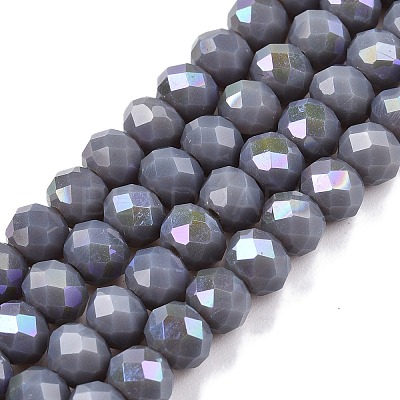 Electroplate Opaque Solid Color Glass Beads Strands EGLA-A044-P6mm-L10-1
