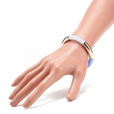 Acrylic Curved Tube Beaded Stretch Bracelet for Women BJEW-JB08438-04-1