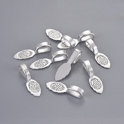 Tibetan Style Alloy Glue-on Flat Pad Bails LF10728Y-NF-1