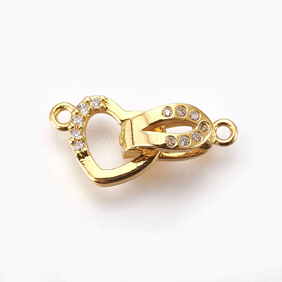 Brass Micro Pave Cubic Zirconia Fold Over Clasps KK-P164-09-1