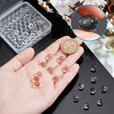 100Pcs Natural Quartz Sphere Beads G-NB0005-51B-1