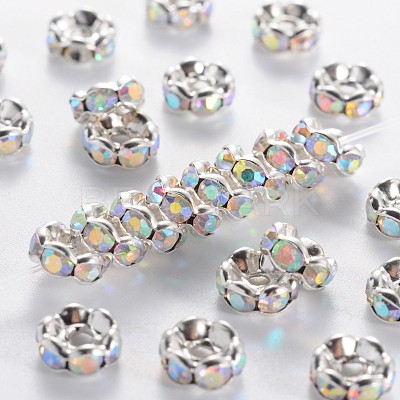 Brass Grade A Rhinestone Spacer Beads RSB028NF-02-1