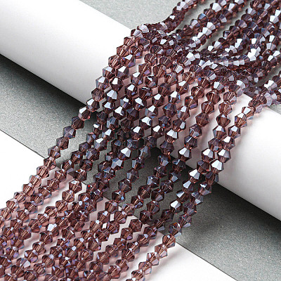 Transparent Electroplate Glass Beads Strands GLAA-F029-4mm-C05-1