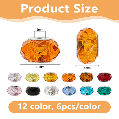 72Pcs 12 Colors Handmade Glass European Beads GLAA-DC0001-55-1