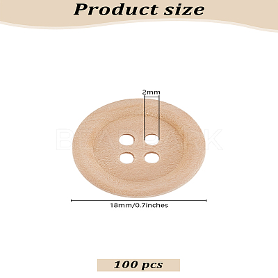 Flat Round Wood Buttons DIY-LP0001-14B-1