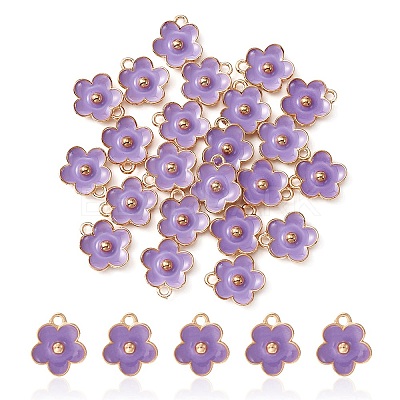 Light Gold Plated Alloy Enamel Pendants ENAM-YW0002-20D-1