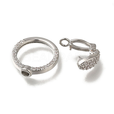 Brass Micro Pave Clear Cubic Zirconia Fold Over Clasps KK-H480-28P-1