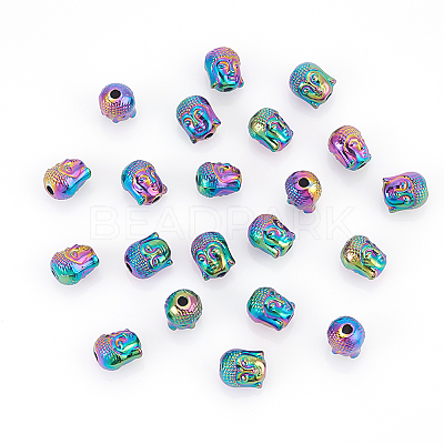 30Pcs Rack Plating Rainbow Color Alloy Beads PALLOY-NB0003-89-1