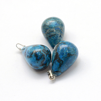 Teardrop Natural Agate Pendants G-Q435-08-1