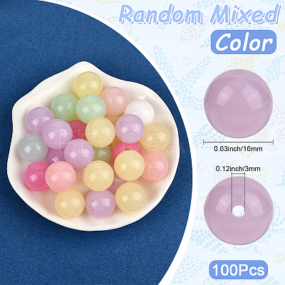100Pcs Opaque Acrylic Beads OACR-PA0001-31A-1