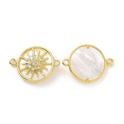 Rack Plating Brass Micro Pave Clear Cubic Zirconia Connector Charms KK-C008-07G-1