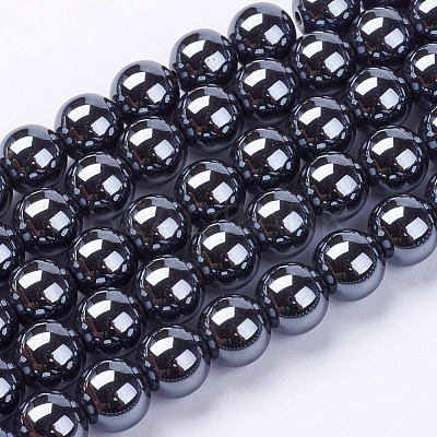 Non-Magnetic Synthetic Hematite Beads Strands G-H1623-8mm-3-1