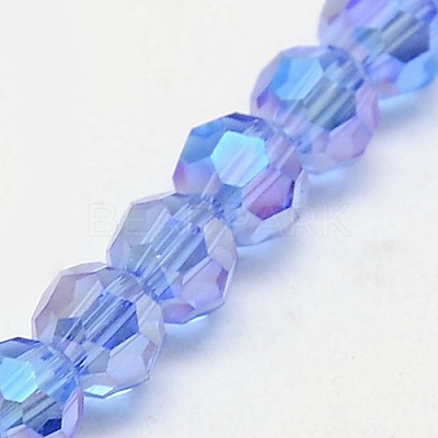 Faceted(32 Facets) Electroplate Glass Beads Strands X-EGLA-J042-8mm-AB02-1