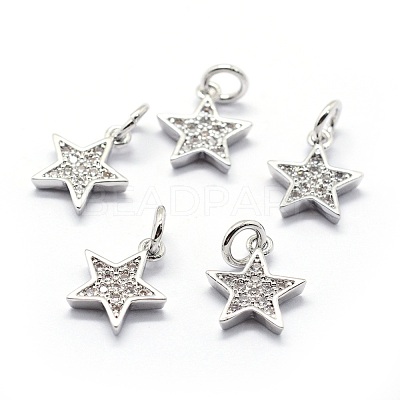 Brass Micro Pave Cubic Zirconia Charms X-ZIRC-G087-35P-1