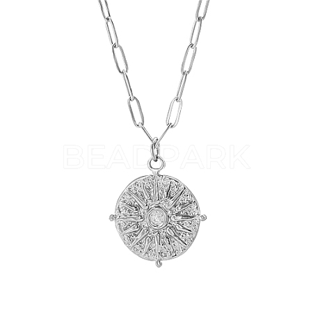 Non-Tarnish 304 Stainless Steel Sun Pendant Necklaces YN2147-2-1