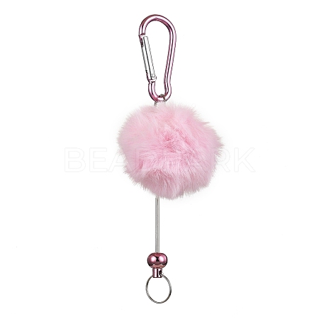 Aluminum Alloy Pom Pom Ball Beadable Keychain Bar HJEW-Q001-01A-1