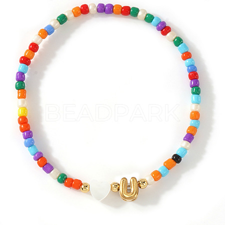 Colorful Round Glass Seed Bead Stretch Bracelets AO5283-21-1
