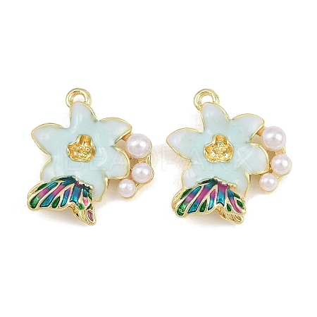 Alloy & Enamel & ABS Plastic Pearl Pendants PL-CBA415D-36G-1